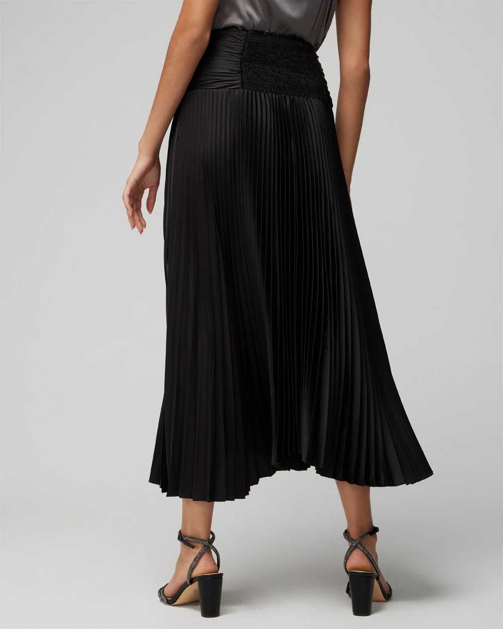 Satin pleated midi skirt grey outlet